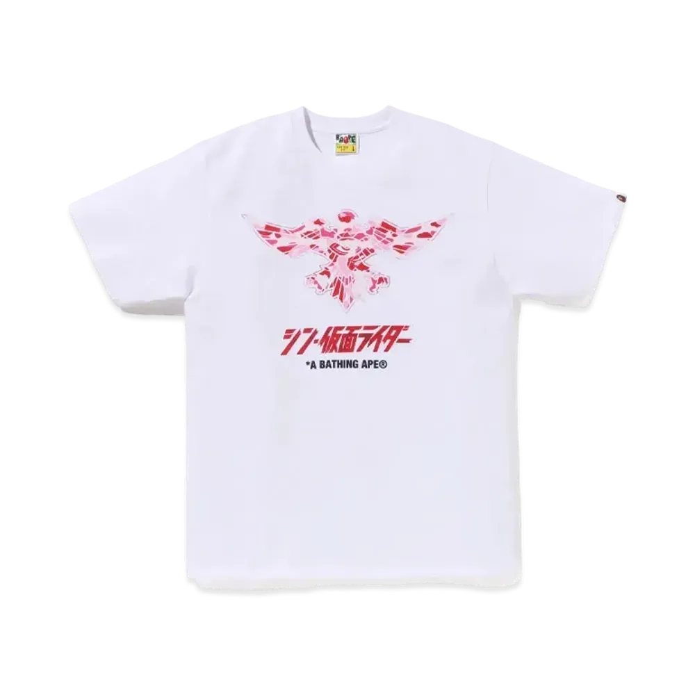 A BATHING APE x Shin Kamen Rider Shocker Emblem Tee "White/Pink"