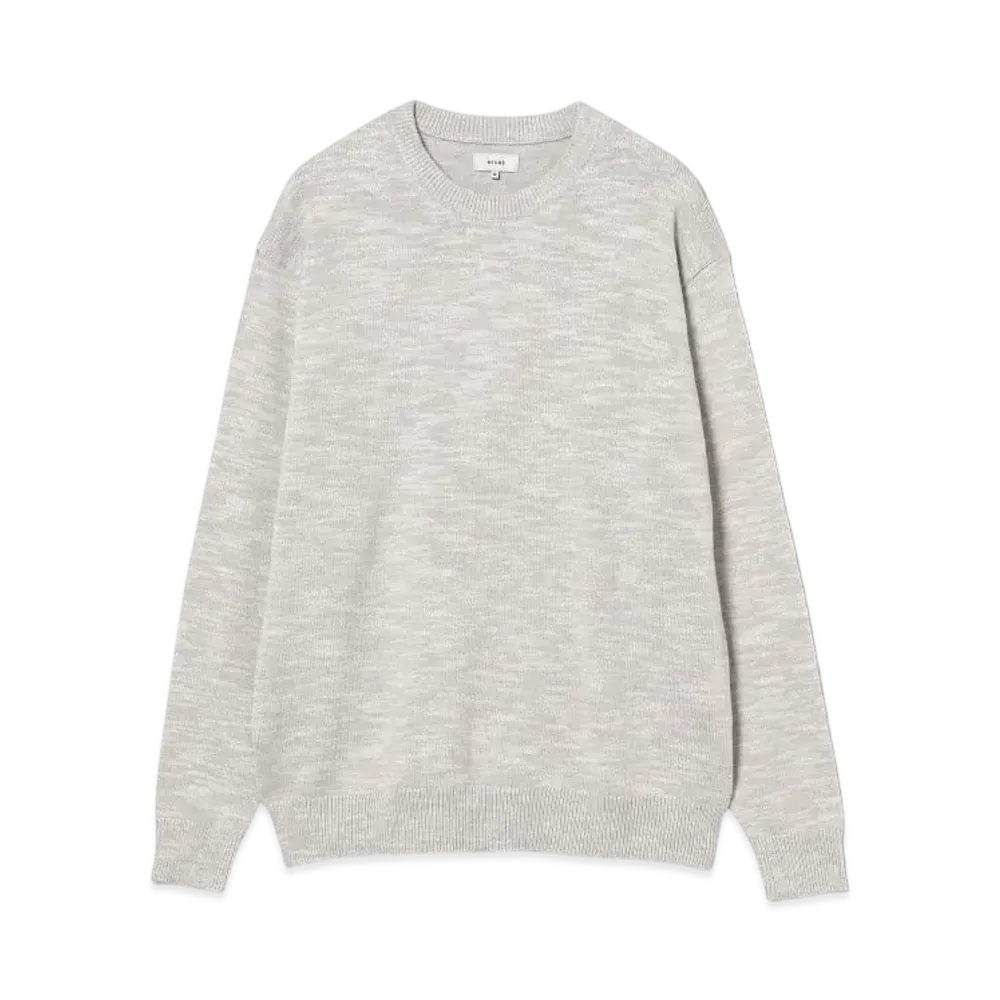 BEAMS 9 Gauge Color Slab Crew Neck Knit "LightGray"