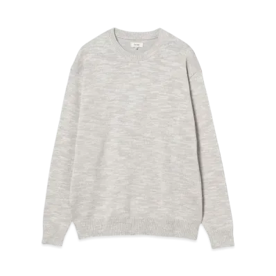 BEAMS 9 Gauge Color Slab Crew Neck Knit "LightGray"
