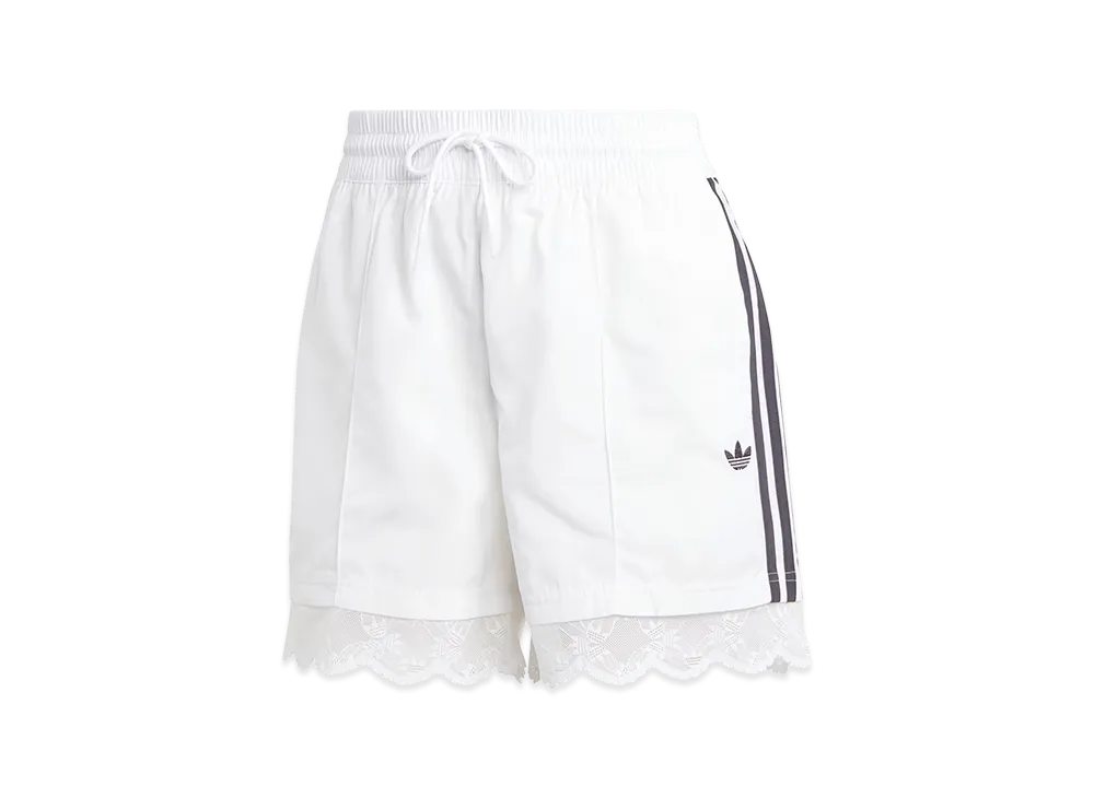 adidas Women's Lace Trim 3-Stripes Shorts "White"
