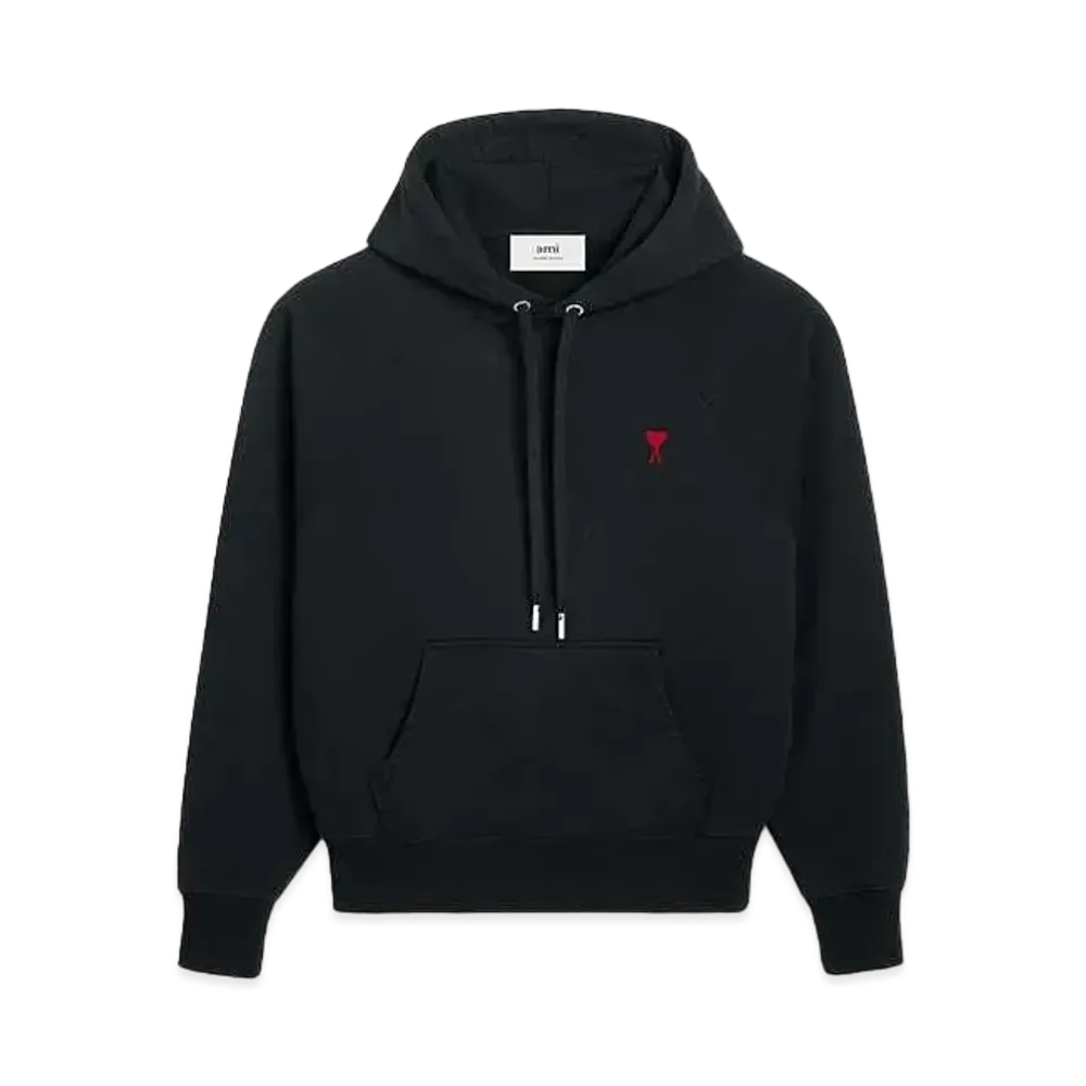 AMI PARIS Loop Back Organic Cotton Heavy Fleece Boxy Fit Parka "Black"