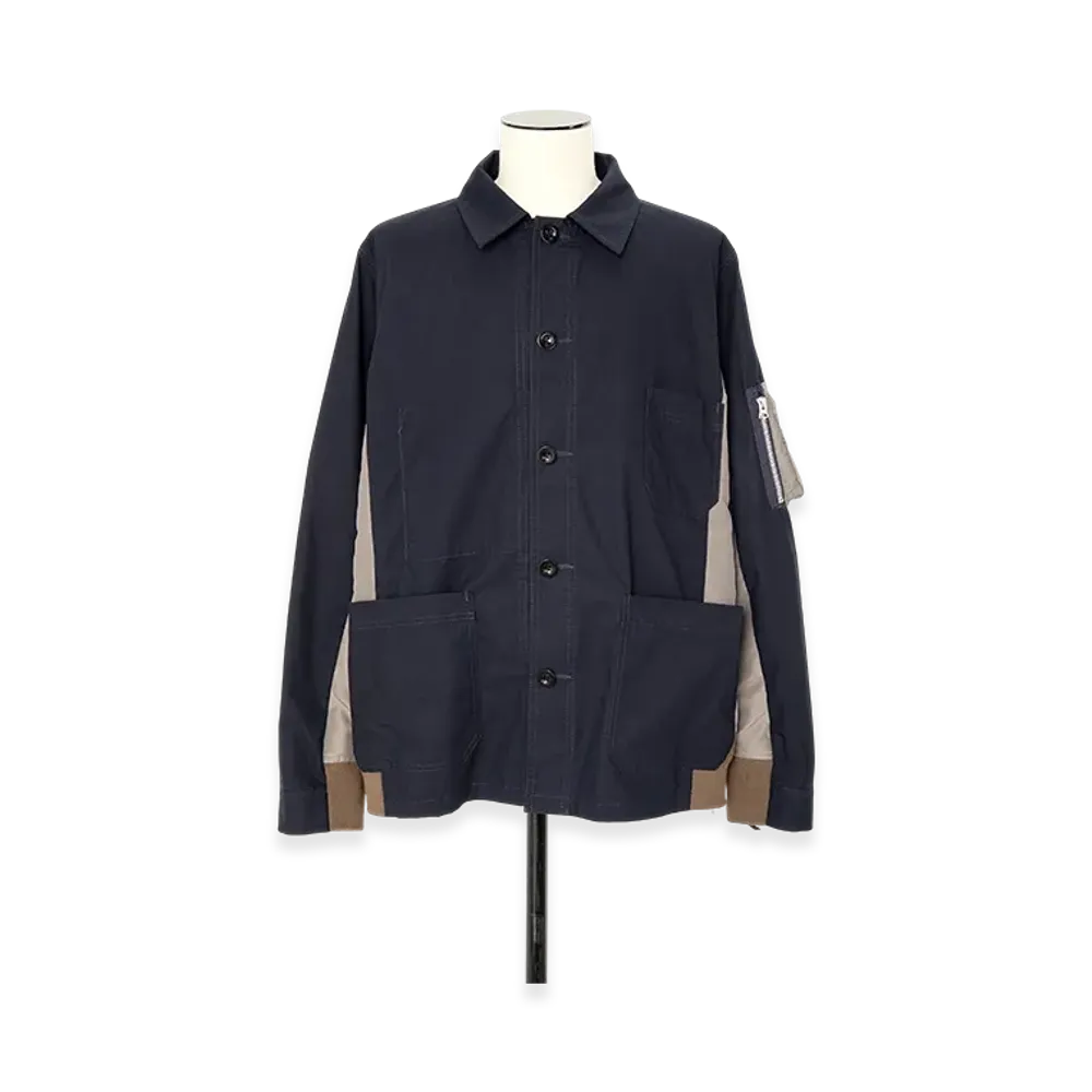 sacai Cotton Nylon Oxford Jacket "Navy/Taupe"