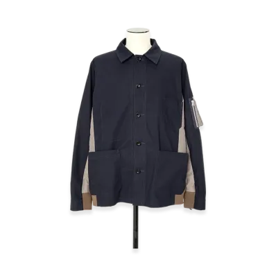sacai Cotton Nylon Oxford Jacket "Navy/Taupe"