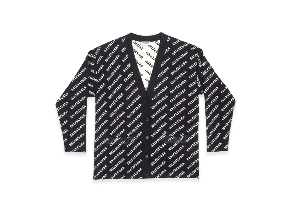BALENCIAGA Women's Mini Allover Logo Cardigan "Black"