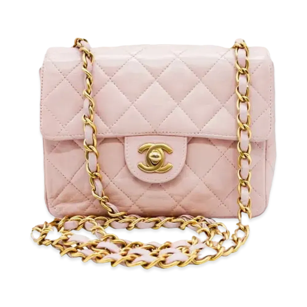 CHANEL Mini Matelasse Lambskin "Pink/Gold"