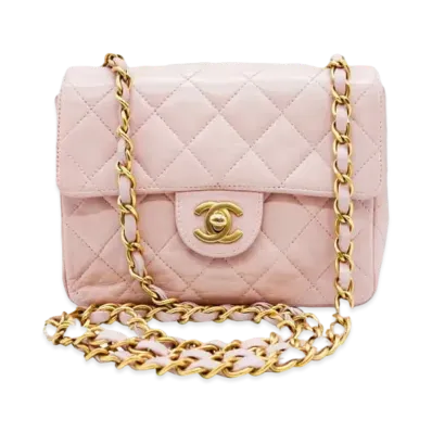 CHANEL Mini Matelasse Lambskin "Pink/Gold"