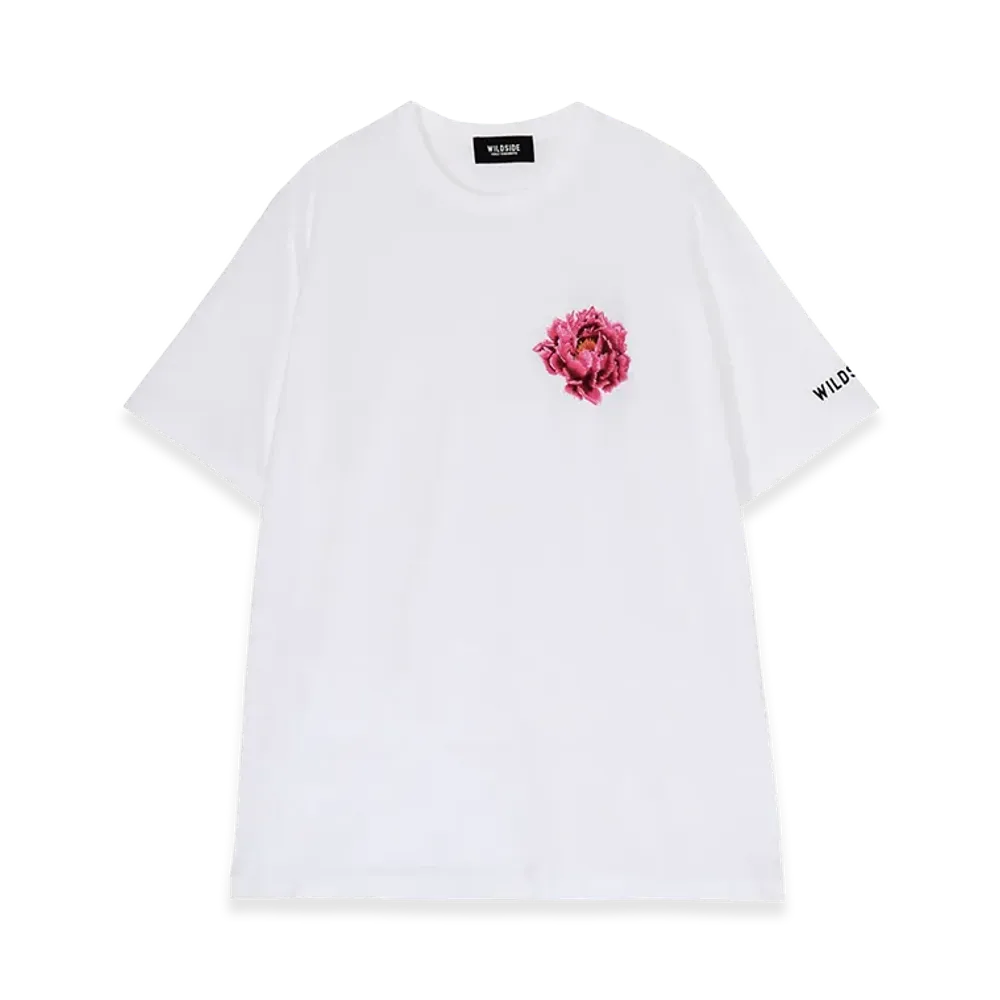WILDSIDE YOHJI YAMAMOTO Embroidery Peony T-shirt "White"