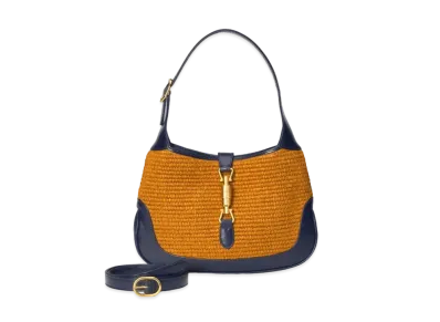 GUCCI Jackie 1961 Small Shoulder Bag "Camel Straw Effect"