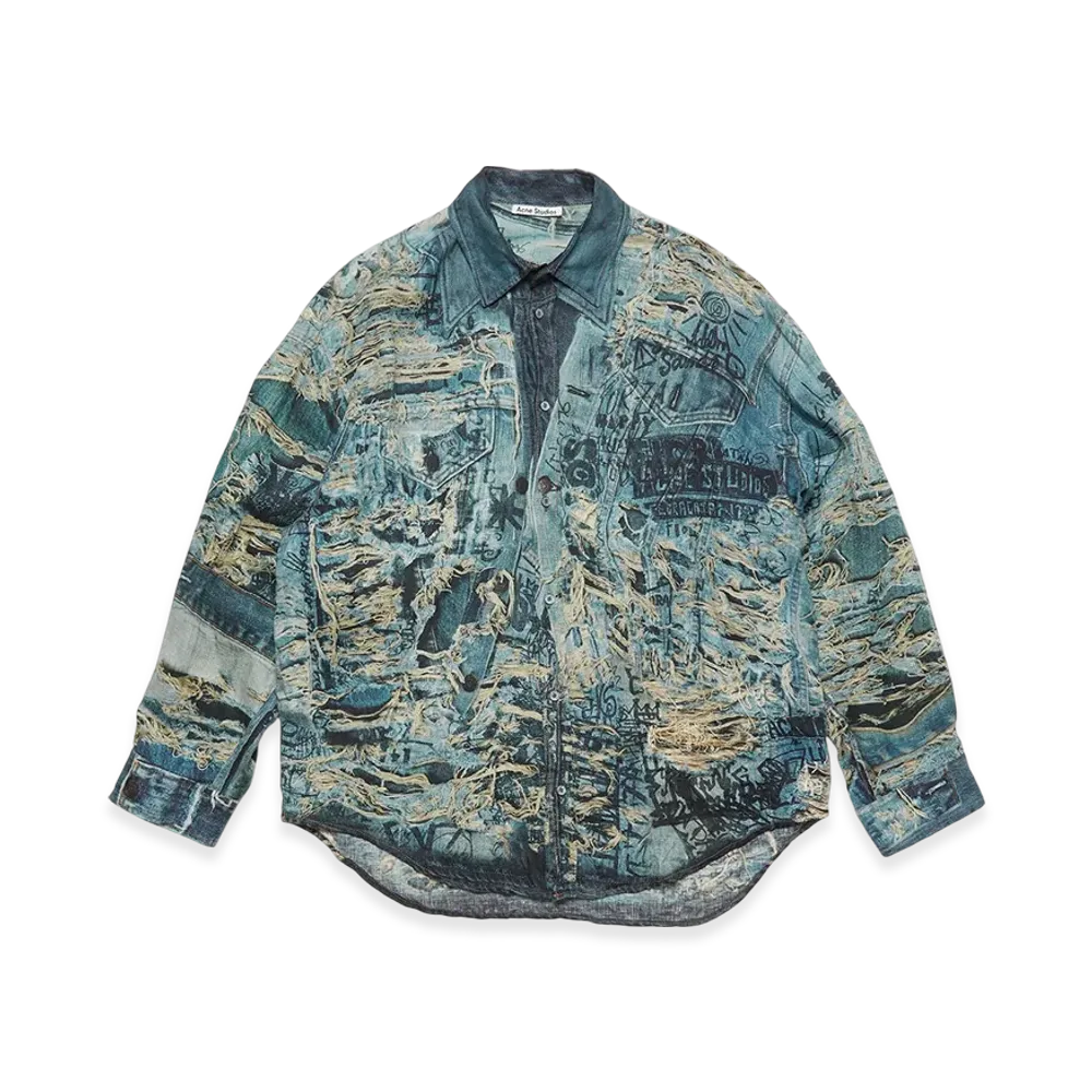 Acne Studios Printed Button-Up Shirt "Denim Blue"