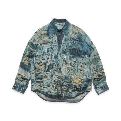 Acne Studios Printed Button-Up Shirt "Denim Blue"
