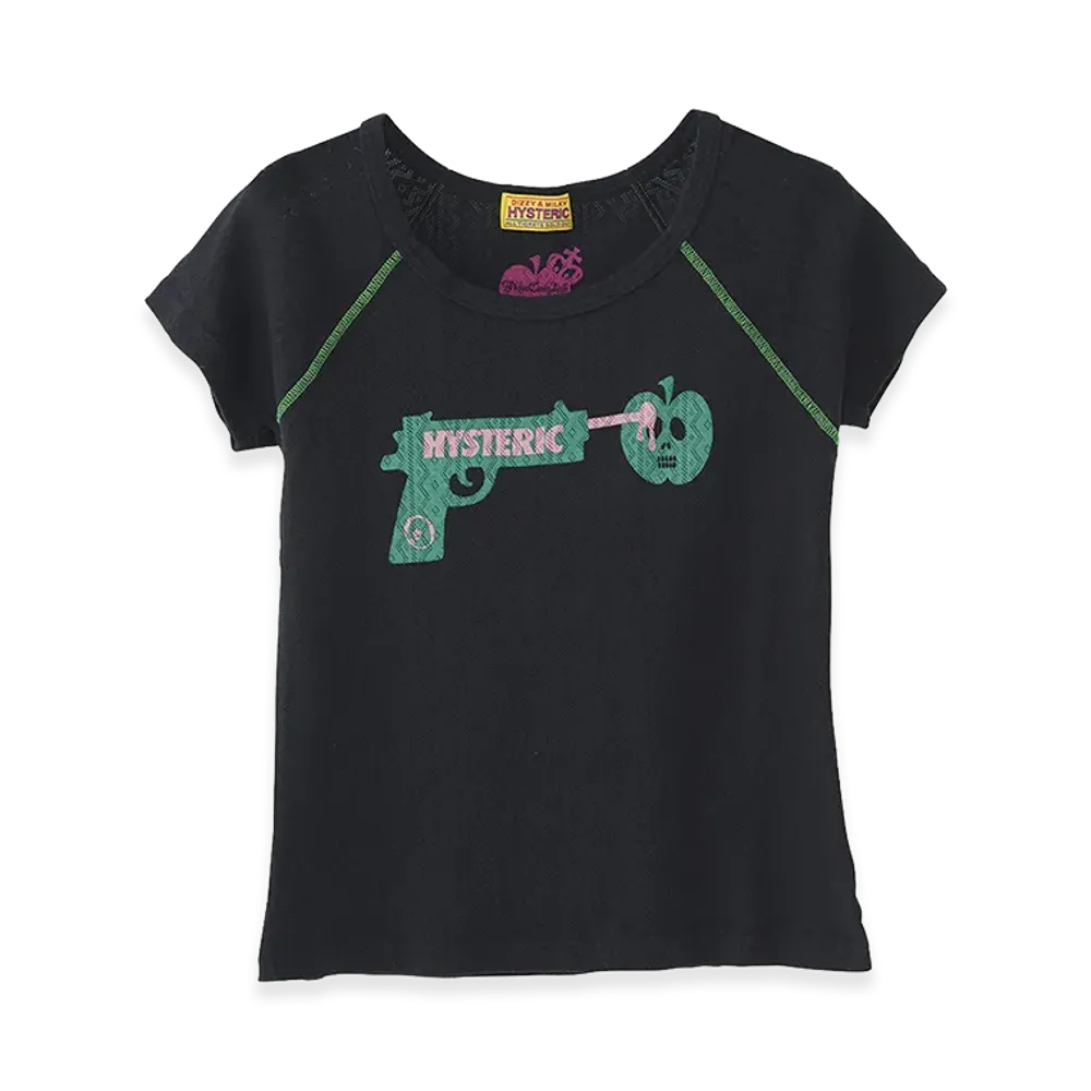 HYSTERIC GLAMOUR x Poison Candy Apple Women's Gun Shooting Apple "Love Is Pain" Baby Tee "Black"