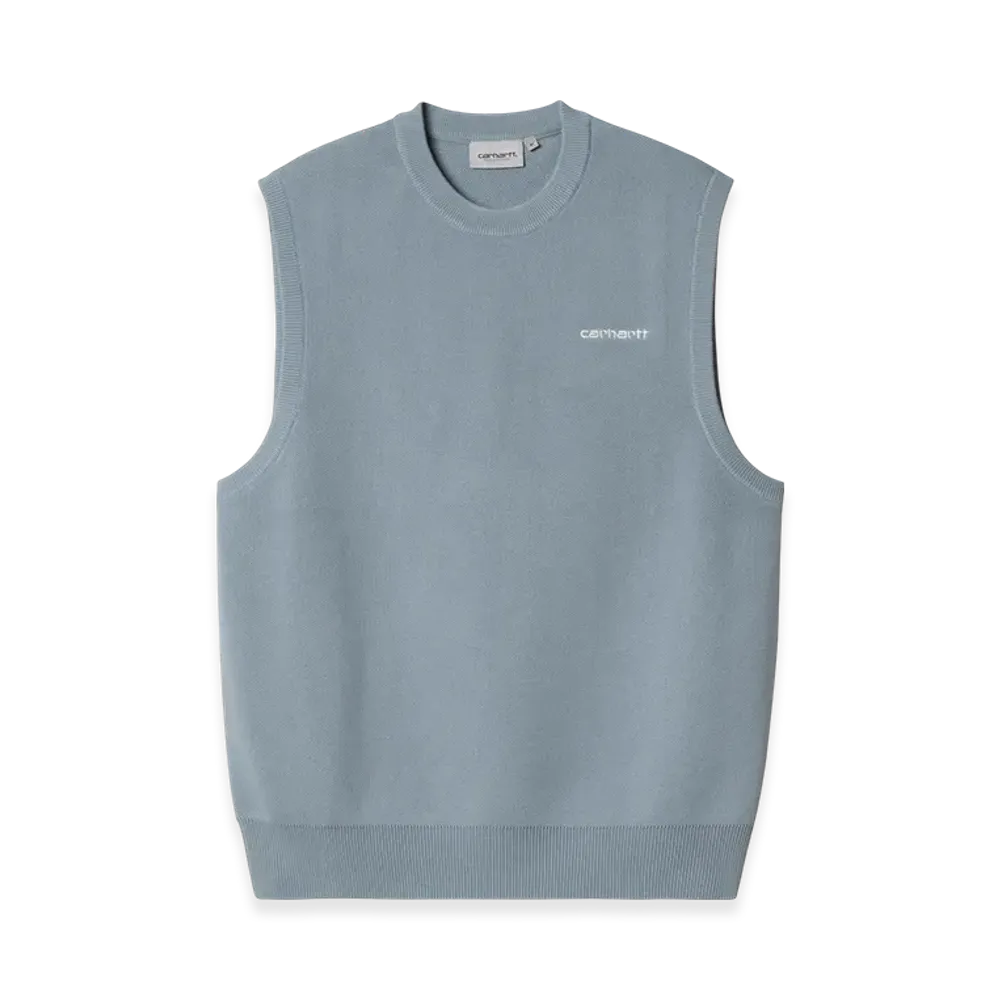 Carhartt WIP Script Vest Sweater "Misty Sky/White"