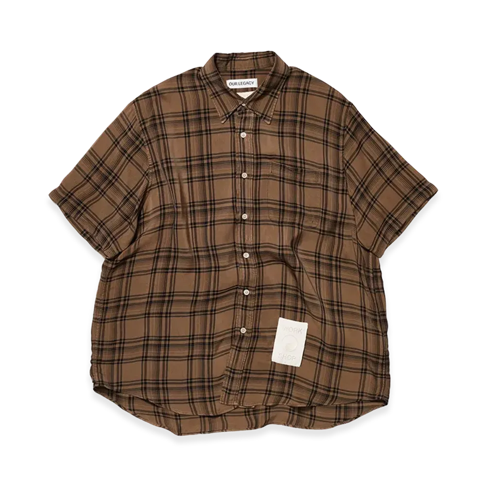 OUR LEGACY Work Shop Shortsleeve Work Shirt "Sand Check"