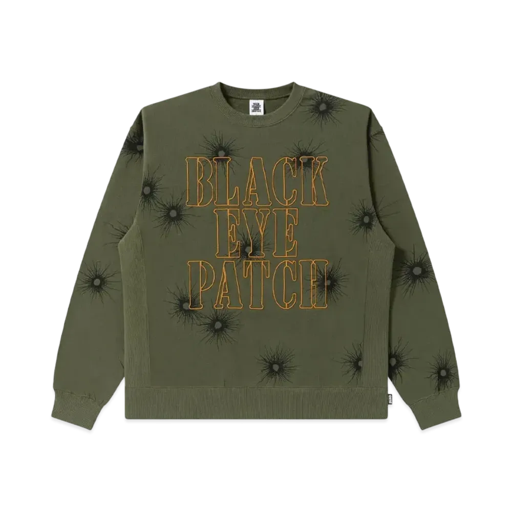 Blackeyepatch Gunshot Stencil Logo Crew Sweat "Olive"