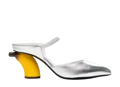 Maison MIHARA YASUHIRO Women's Banana Heel Mules "Silver"