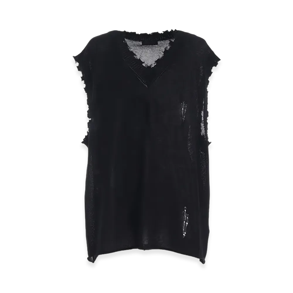 S'YTE Compact Twist 10G Damaged Knitted Vest "Black"
