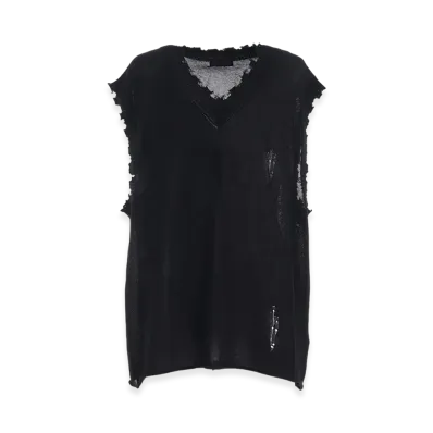 S'YTE Compact Twist 10G Damaged Knitted Vest "Black"