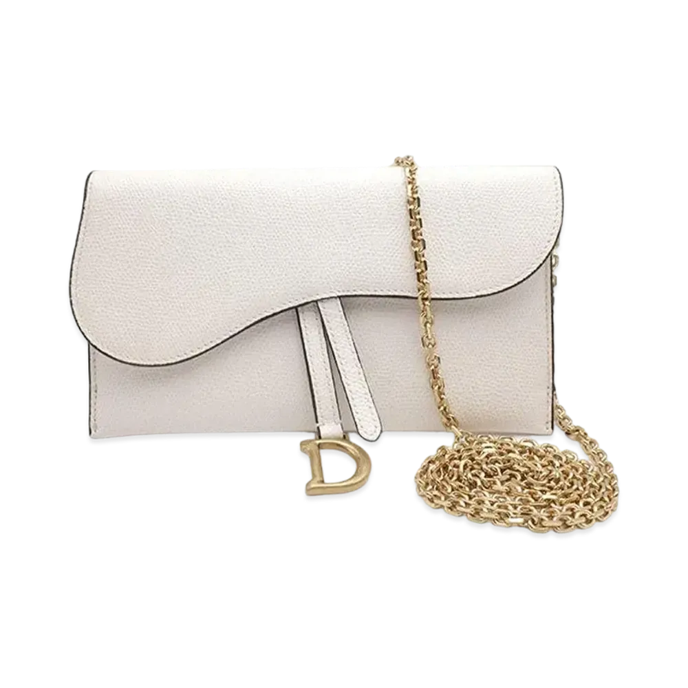 Dior Saddle Chain Long Wallet "White"