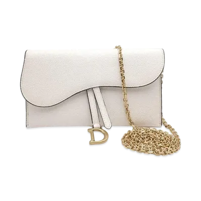 Dior Saddle Chain Long Wallet "White"