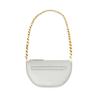 Burberry Mini Leather Zip Olympia Bag "Heather Melange"
