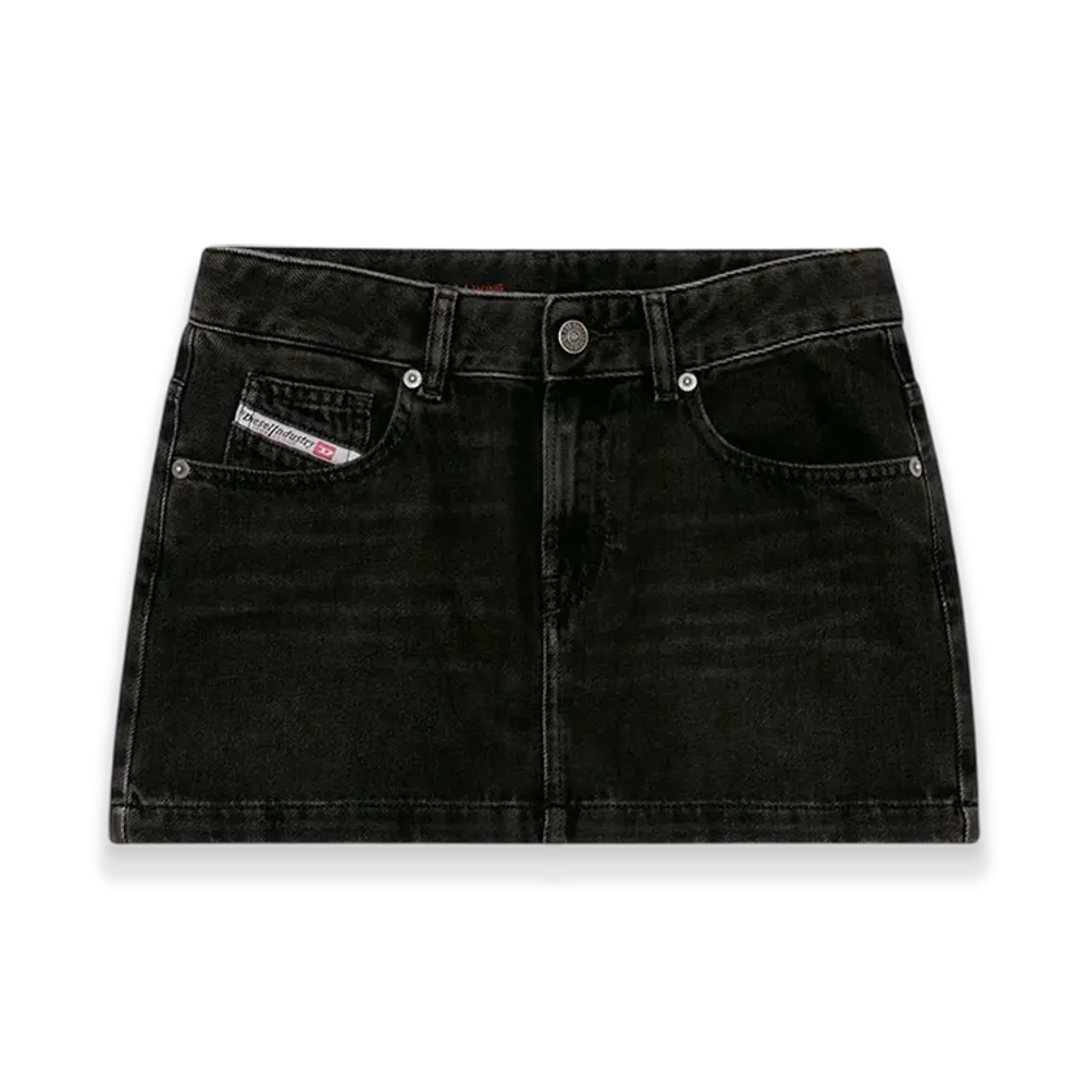 Diesel De-Ron Mini Skirt In Clean-Wash Denim "Black"