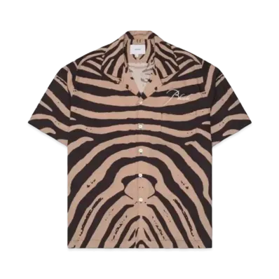 RHUDE Zebra Silk Button Down "Black Tan"