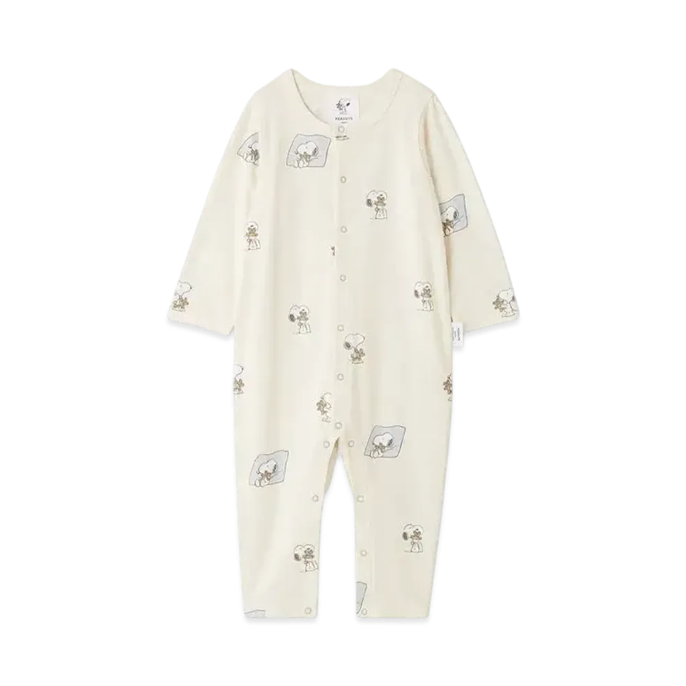 GELATO PIQUE x PEANUTS Baby Snoopy x Bear All-Over Print Rompers "Off White"