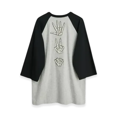 OUR LEGACY Mix Raglan 3/4 Sleeve Stone Paper Scissors Patch "Black Grey"
