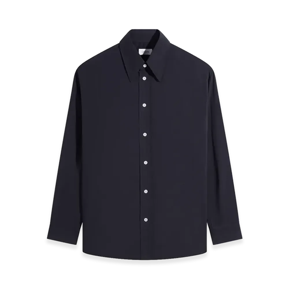 LEMAIRE Washed Cotton Muslin Soft Shirt "Squid Ink"