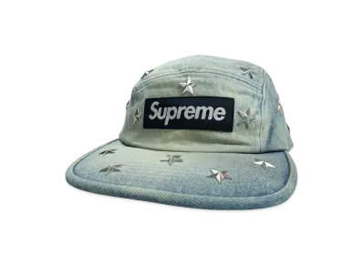 Supreme Stars Studded Denim Camp Cap "Washed Indigo"