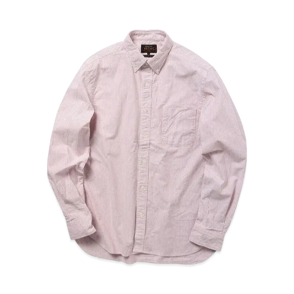 BEAMS B.D. Oxford Candy Stripe "Wine"