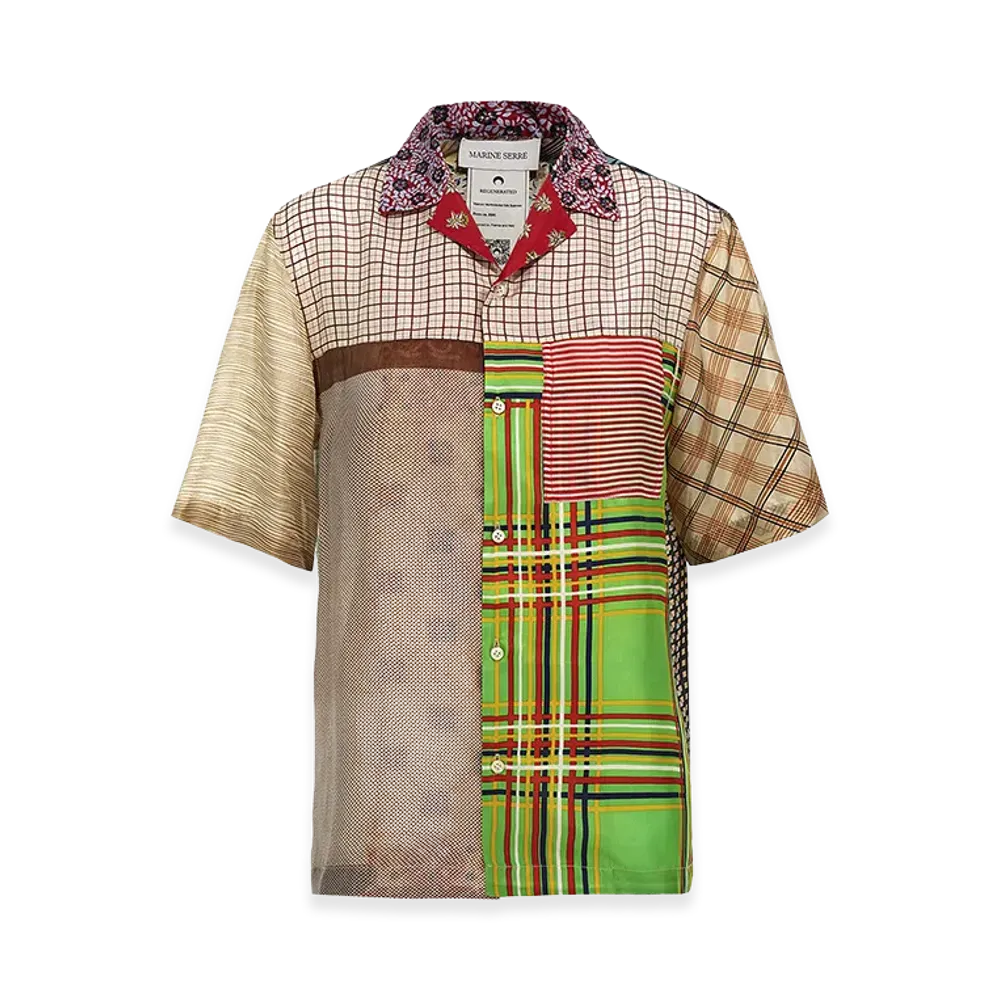 Marine Serre Women's 'Regenerated Silk Scarves Bowling' Shirt "Multi"