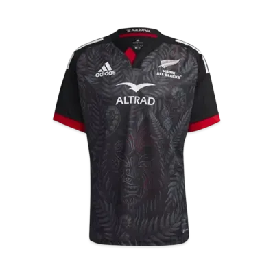 adidas Maori All Blacks Rugby Replica Home Uniform "Black/White/Scarlet"