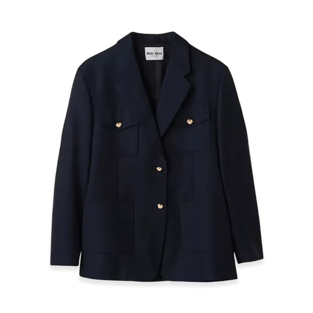MIU MIU Women's Single Breasted Batavia Jacket "Navy"