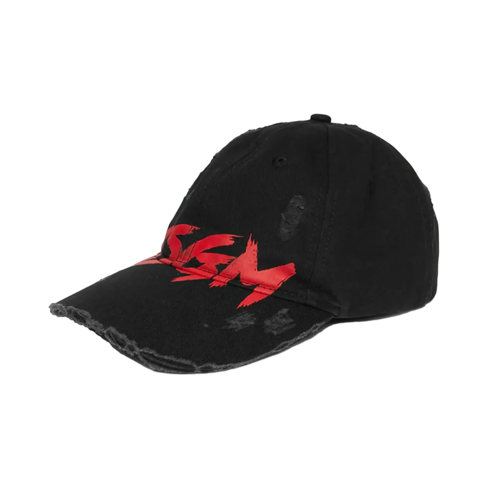 MSGM Gabardine Baseball Cap With Brushstroke Logo "Black"