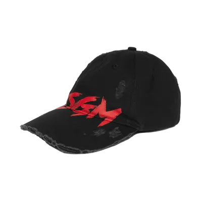 MSGM Gabardine Baseball Cap With Brushstroke Logo "Black"