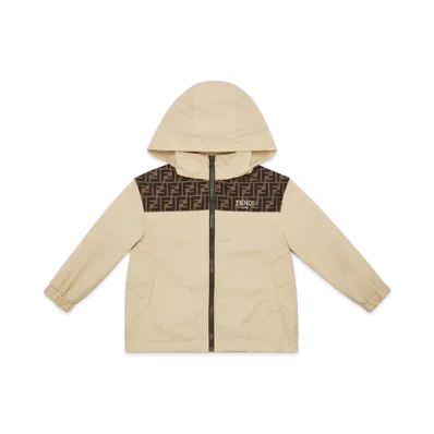 FENDI Kids New Nylon Hooded Windbreaker "BeigeOTan"