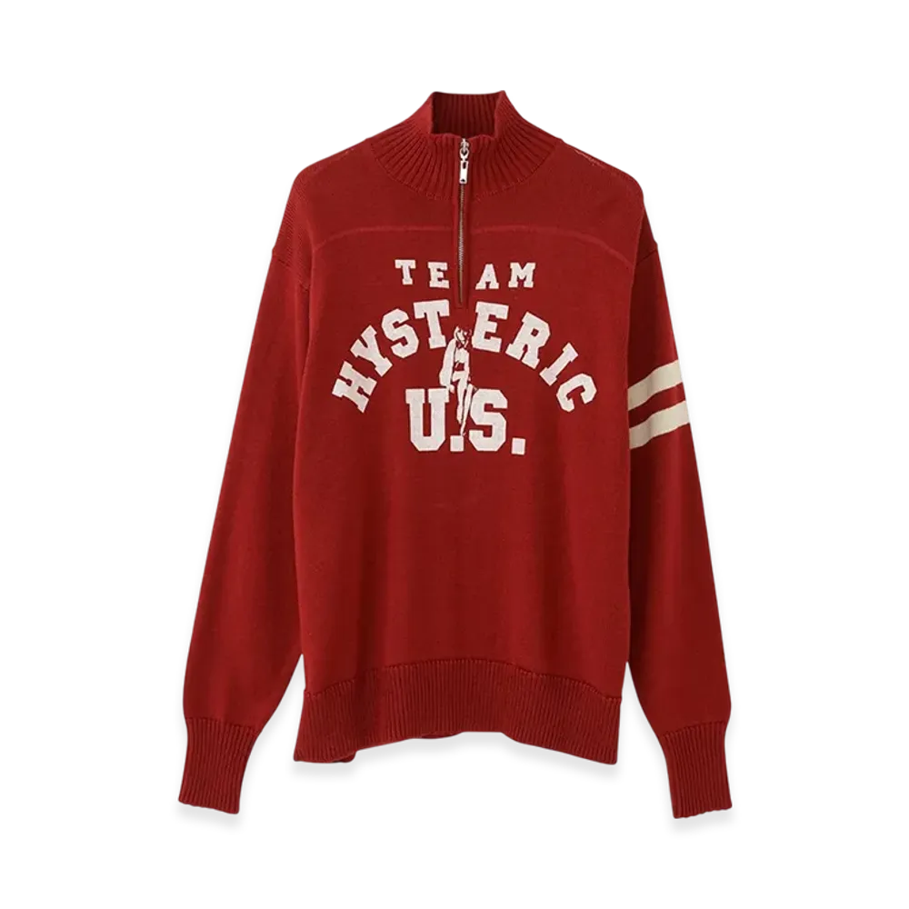 HYSTERIC GLAMOUR Team Hysteric Motorcycle Sweater "Red"