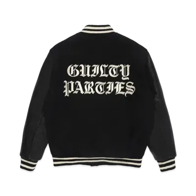 WACKO MARIA Leather Varsity Jacket "Black/Black"