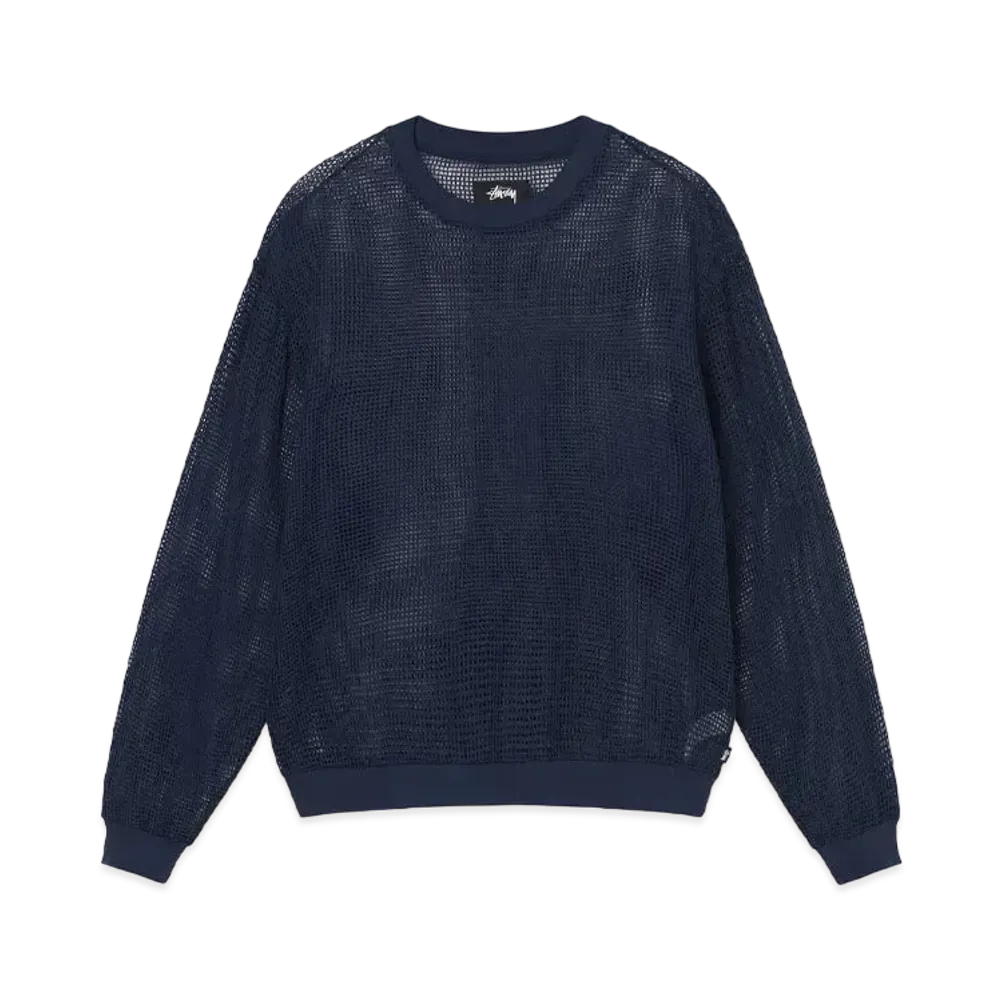 Stussy Cotton Mesh LS Crew "Navy"