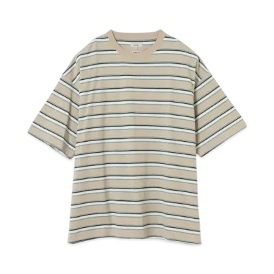 BEAMS Loose Striped T-Shirt "Sand"