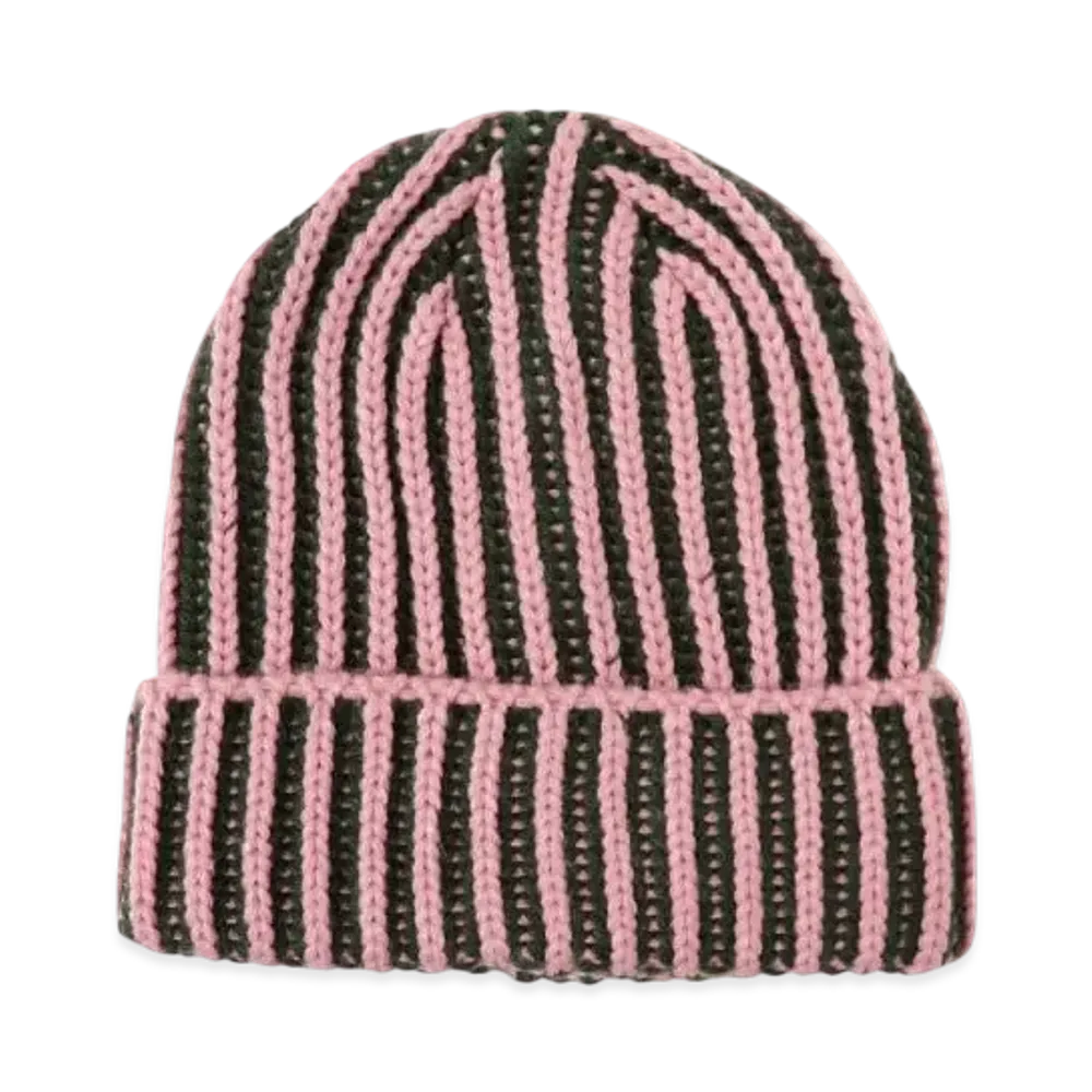 BEAMS 2-Tone Ribbed Watch Cap "Pink"