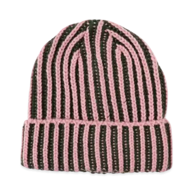 BEAMS 2-Tone Ribbed Watch Cap "Pink"