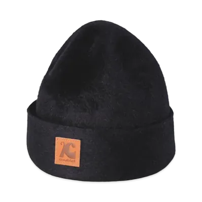 doublet x KIJIMA TAKAYUKI Leather Patch Felt Beanie "Black"