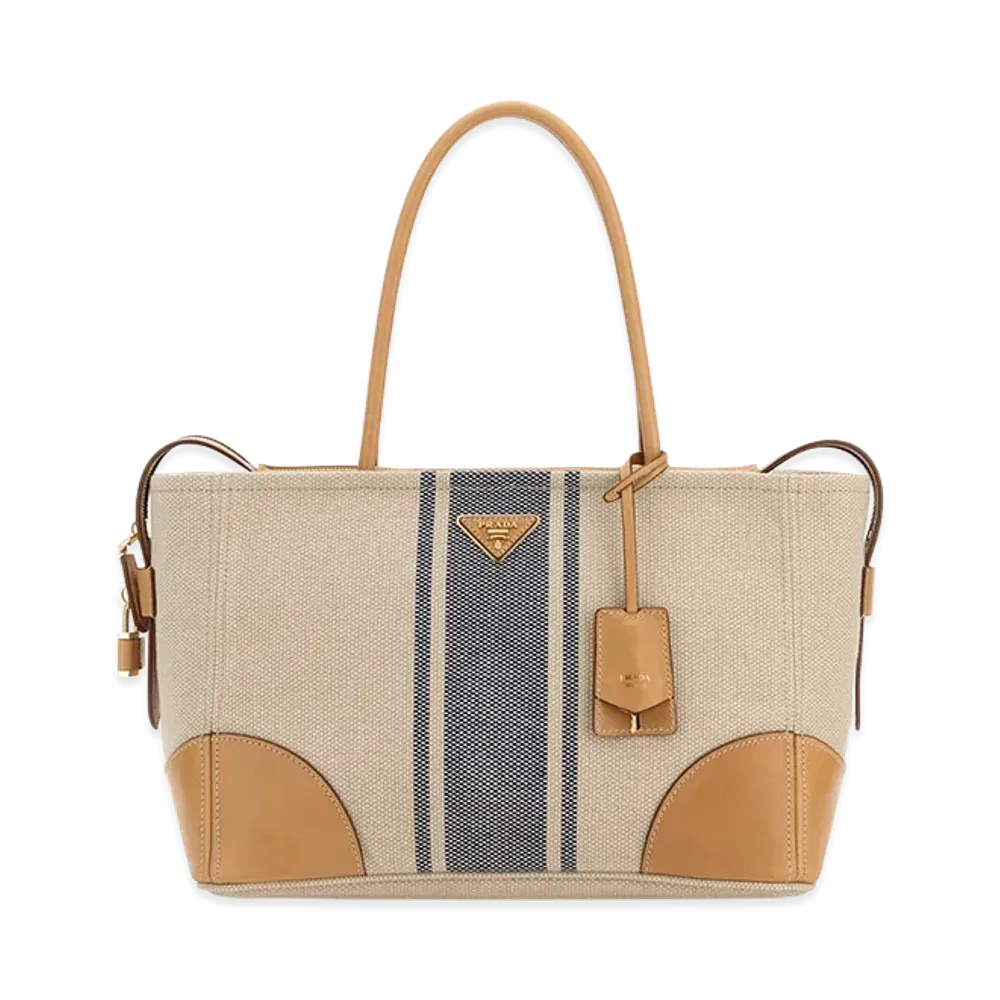 PRADA Wonen's Canvas Large Shopping Bag "Beige/Tan"