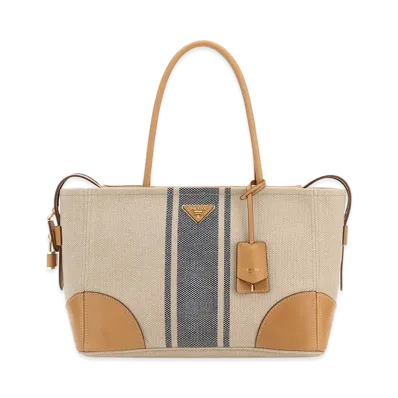 PRADA Wonen's Canvas Large Shopping Bag "Beige/Tan"
