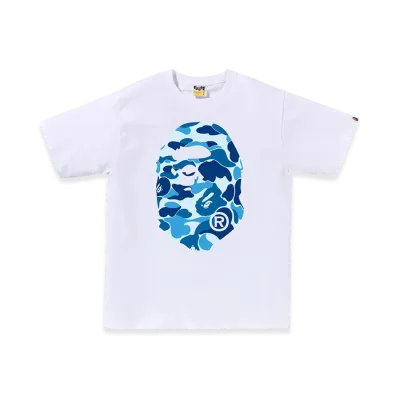 A BATHING APE Abc Camo Big Ape Head Tee "White/Blue"