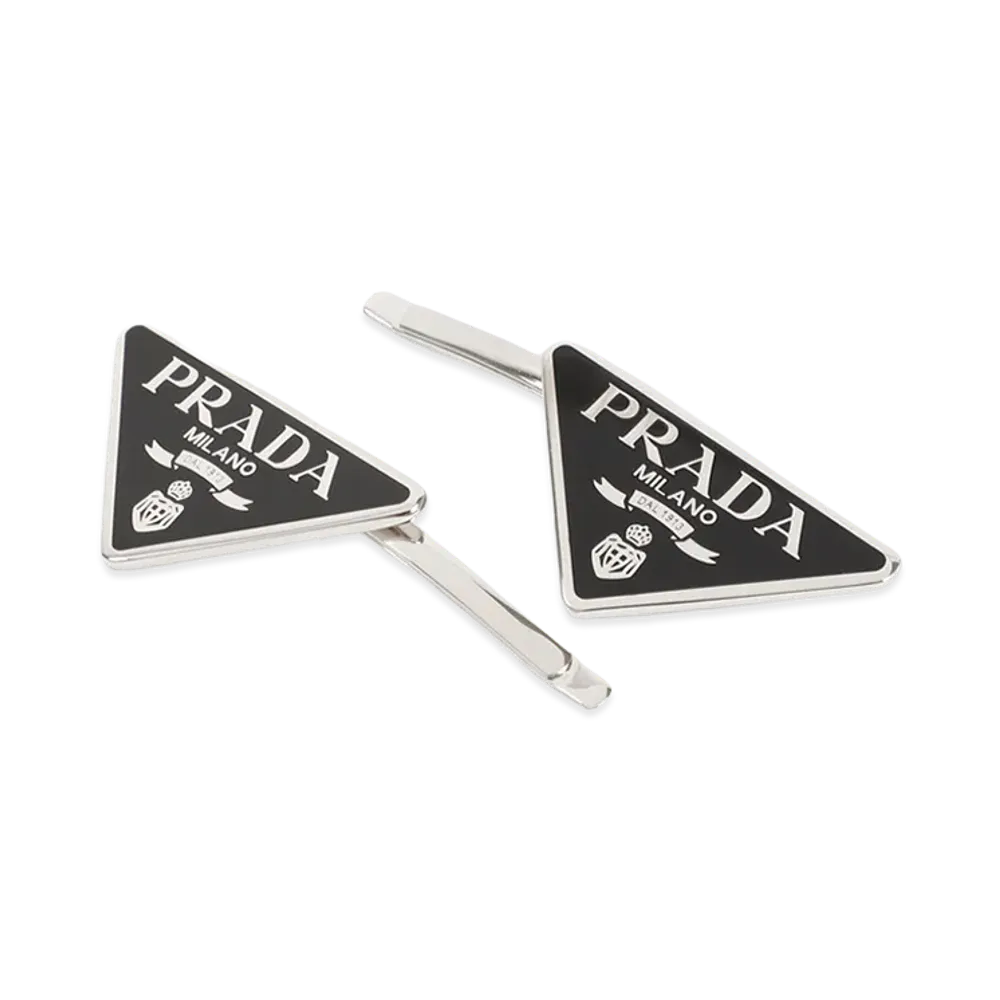 PRADA Women's Logo Two Hairpin Set "Black"