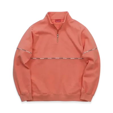 Supreme Logo Piping Half Zip Sweatshirt (18SS) "Pink"