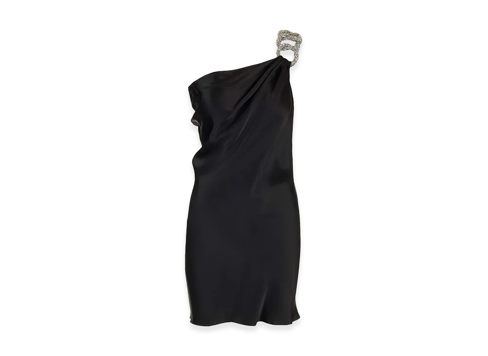 STELLA McCARTNEY Women's Falabella One-Shoulder Mini Dress "Black"